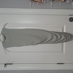 SHEIN Sage Green Solid Ruched Side Ribbed Knit Bodycon Dress